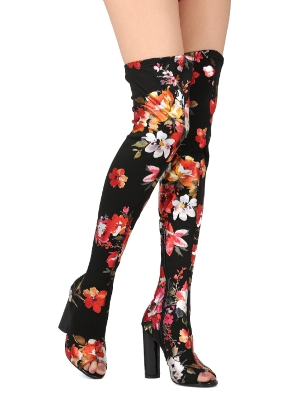 *RARE* "BLACK GARDEN" Floral Over-the-Knee Stretch Boot Pants